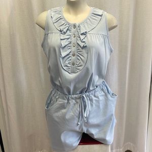 Cotn Blue Sleeveless Shorts PJ Set